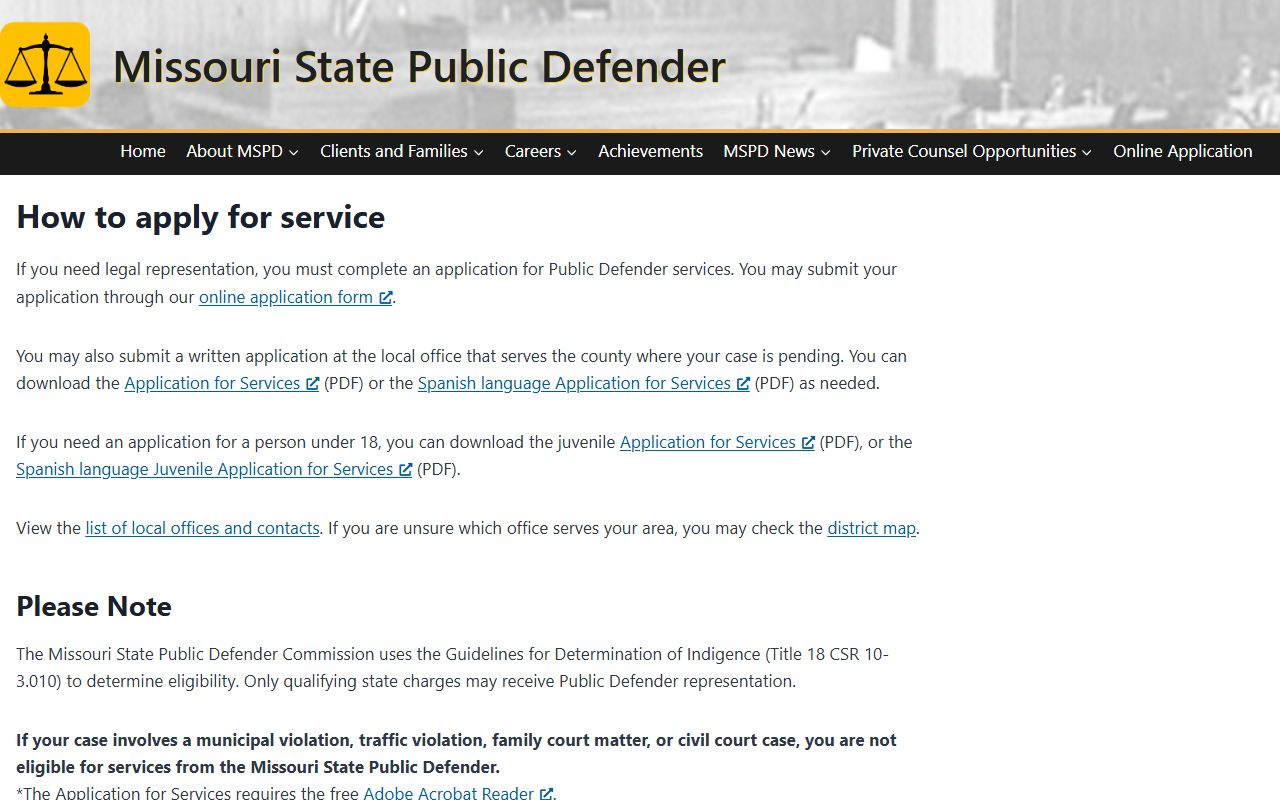 Texas County criminal court records Public Defender application source