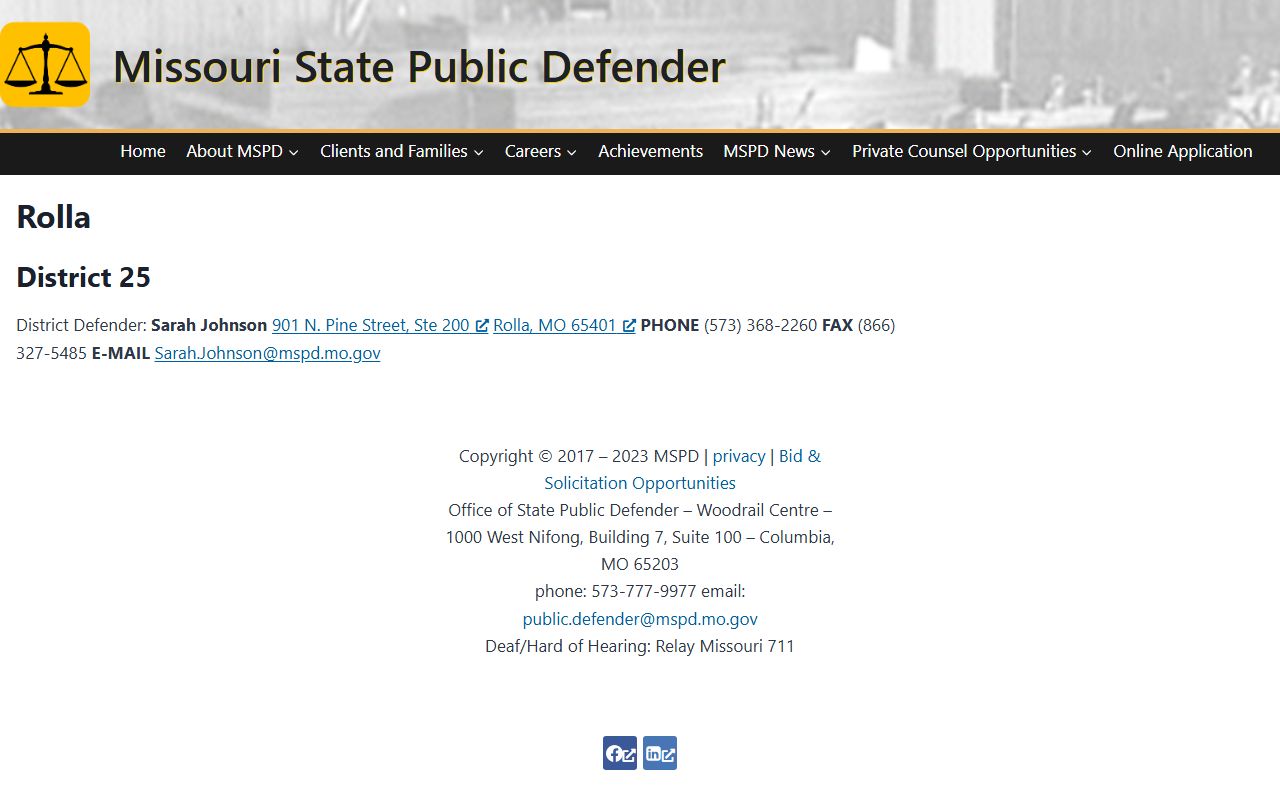 Texas County criminal court records Rolla District 25 Public Defender source