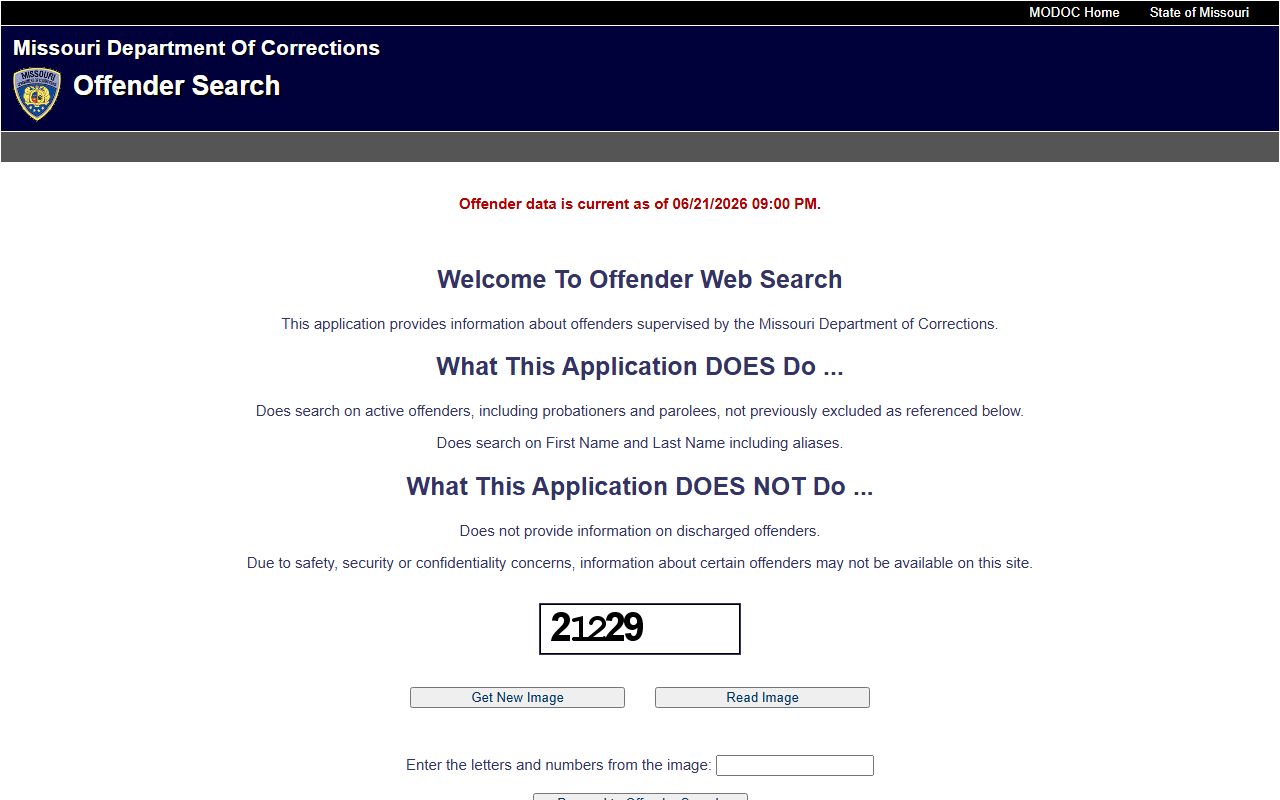 Texas County inmate records Missouri DOC offender search source