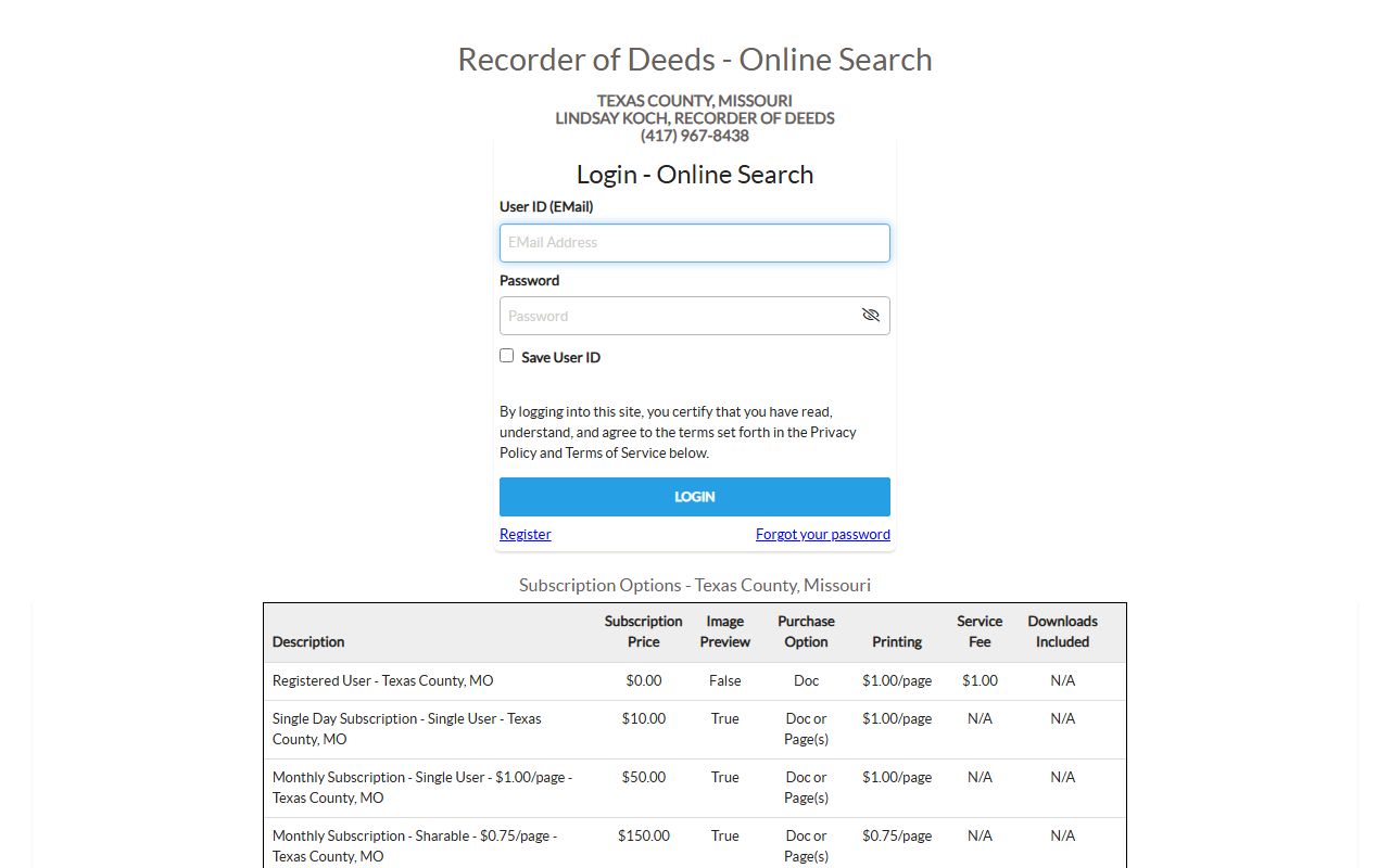Texas County marriage records iCounty recorder search login
