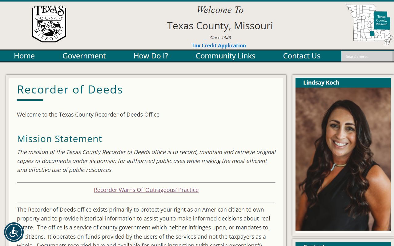 Texas County marriage records Recorder of Deeds page