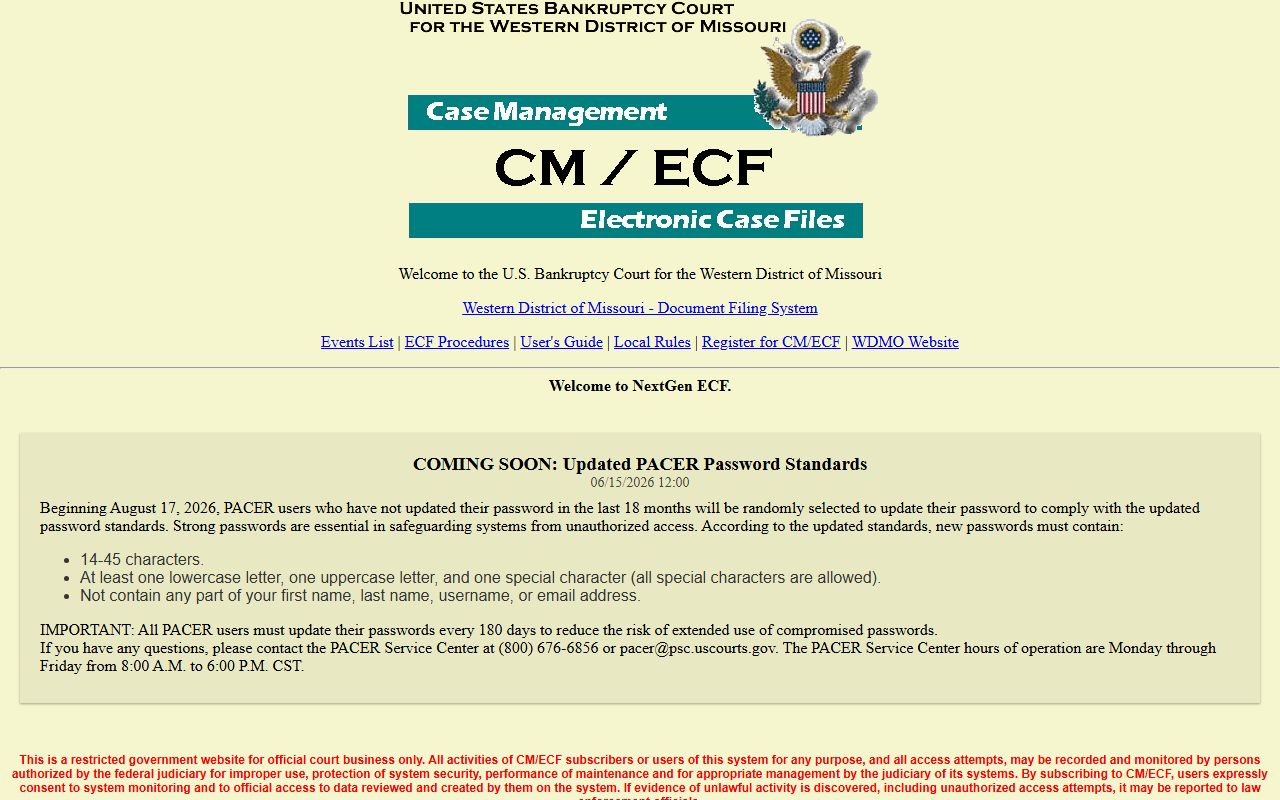 Texas County probate records Western District of Missouri Bankruptcy CM ECF login